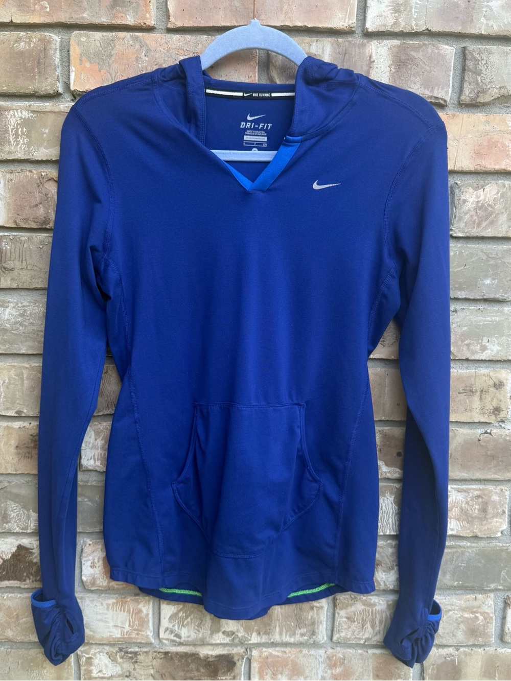 Nike Running Dri Fit Hoodie Shirt Womens Small Blue Pullover Lightweight